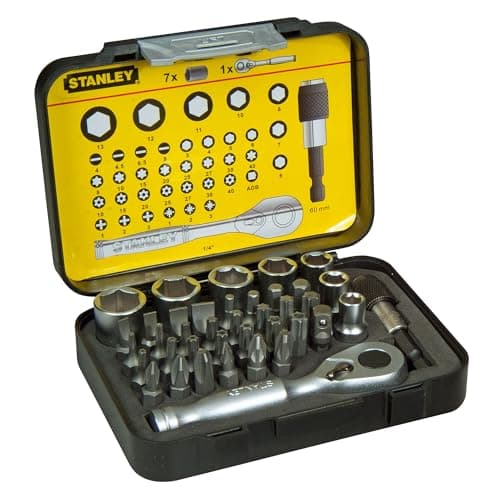 Image of Stanley 1-13-906 Bit-Set with mini Ratchet (39-piece), Silver