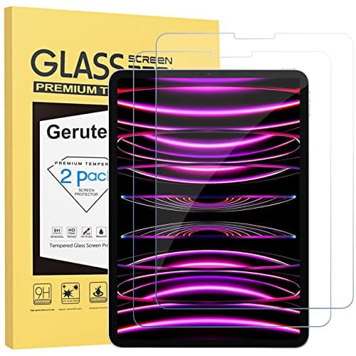 Image of Gerutek 2-Pack Screen Protector for iPad Pro 12.9 inch (2022/2021/2020/2018),Tempered Glass iPad Pro 6th/5th/4th/3rd Generation12.9 inch [Ultra Clear] [Anti Scratch] Face ID/Apple Pencil Compatible