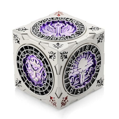 Image of DNDND Multi-Functional Spinner Dice Cube for DND – Iconic Monster Themed Collector's Gift for D&D, Dungeon Masters & RPG Players (Silver&Purple)