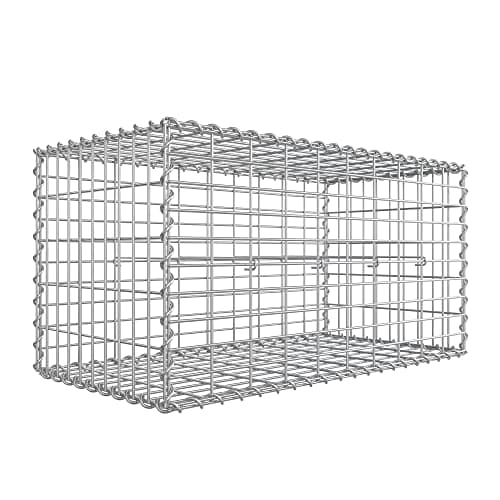 Image of SONGMICS Gabion Stone Basket, Gabion Basket, Wire Fence with 5 x 10 cm Close-Mesh Mesh, Made of Stainless Galvanised Steel, 100 x 50 x 50 cm, Garden Decoration, Plant Wall, Silver GGB155