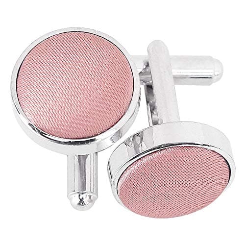 Image of DQT Mens Plain Satin Fabric Inlay Cufflinks - Wedding, Business & Formal Shirt Accessories - Dusty Pink