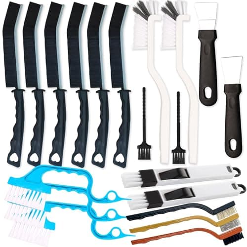 Image of 20 PCS Crevice Cleaning Brush Set - Multi-Purpose Hard Bristle Brushes for Deep Cleaning Kitchen, Bathroom, Grout, Sink, Cup, Blender, Corners, Tight Spaces