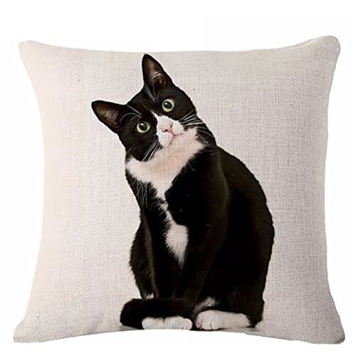 Image of Glareshop Cat Print Linen Pillow Case Cushion Throw Cover Home Sofa Cafe Decor