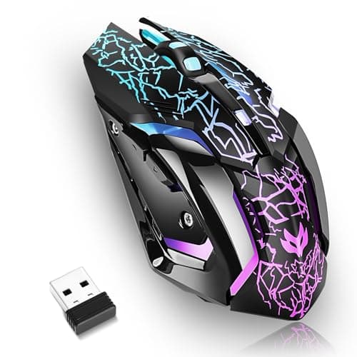 Image of Wireless Gaming Mouse, Rechargeable Wireless Computer Mouse with Type-C Fast Charging, Ergonomic Mouse with 3 Adjustable DPI, 6 Silent Buttons, LED Light, Long Battery Life for Laptop, PC, Mac