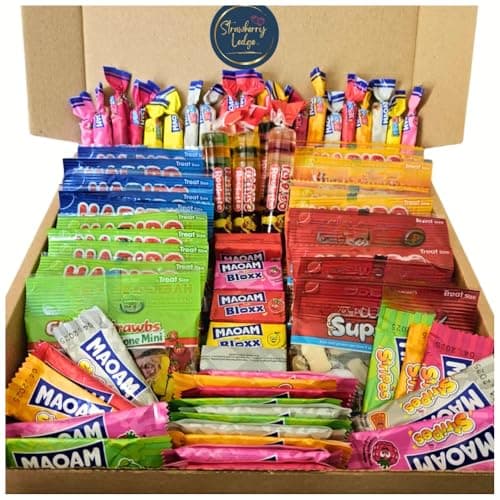 Image of Maoam, Starmix, Tangfastics, Giant Strawberries, Supermix 70 Pieces Sweets Gift Box | Sour, Fizzy, Chewy, Jelly & Gummy Sweets Multipack Sweets Hamper | Thank You, Birthday Gifts Box