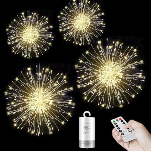 Image of FBSPORT Firework Lights for Christmas Indoor Outdoor Battery Operated Fairy Led Starburst Light Garden Party Wedding Decorations Waterproof with 8 Modes Remote Control