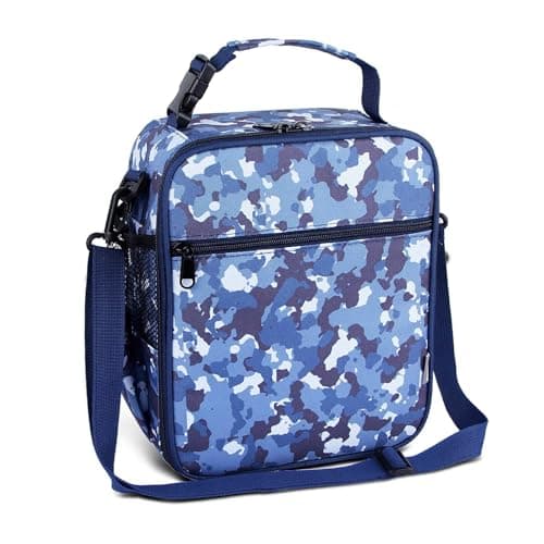 Image of Maidyna Kids Lunch Bag, Reusable Lunch Bag with Adjustable Strap, Insulated Picnic Bag for Adults at Work, Children at School (Camouflage Blue)