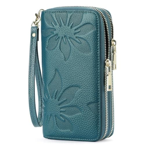 Image of GOIACII Women's Wallet Large Capacity RFID Blocking Double Zip Ladies Purse, Leather Purses for Women with Wristlet