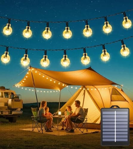 Image of Solar Garden Lights Outdoor Waterproof, 10M 60LED Solar String Lights, Crystal Ball Solar Fairy Lights with 8 Modes, Timer&Memory, Decorative Lighting for Home,Yard,Party,Festival (Warm White)