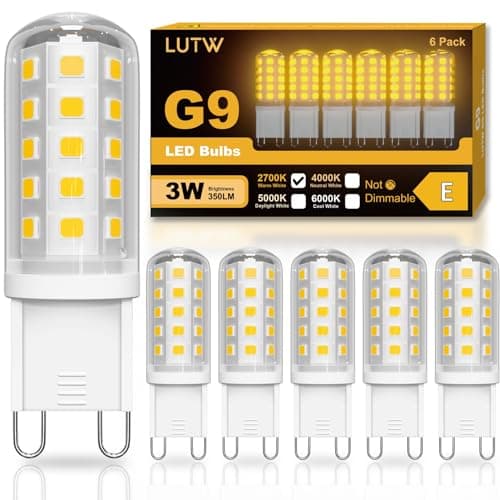 Image of LUTW G9 LED Bulbs Warm White 3W, Equivalent 30W - 40W G9 Halogen Bulbs, Non-dimmable, 350LM 2700K Energy Saving Light Bulbs for Chandelier, Lighting Decor, Ceiling Lights, Wall Light, 6 Pack