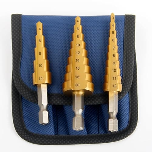 Image of 3PCS HSS Step Drill Bit Set, Titanium Coated 3-12mm 4-12mm 4-20mm Drilling Tools for Hard Stainless Steel Cast Iron Cone Hole Cutter Stepped Drill Bits for Sheet Metal Plastic Wood DIY Projects