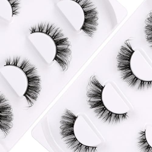 Image of False Eyelashes Fluffy Wispy Lashes Natural Look Fake Eyelashes Fox Eye Lashes Faux Mink 6D Dramatic Volume Fluffy Strip False Lashes Cat Eye Lashes Pack 4 Pairs Himirell