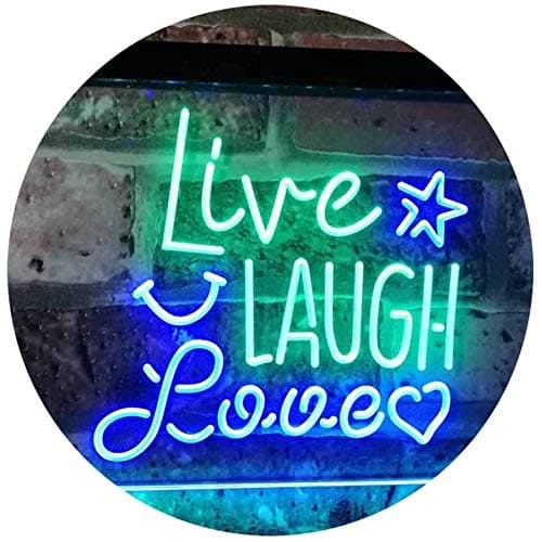 Image of Live Laugh Love Bedroom Display Gift Dual Color LED Neon Sign Green & Blue 300 x 210mm st6s32-i3082-gb