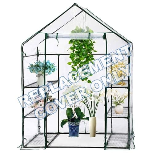 Image of Taylor & Brown Replacement Spare Clear Plastic PVC Cover for Walk In Greenhouse, 143x73x195cm, Plant/Grow Houses Cold Frames Fits Most Walk In Greenhouses