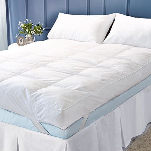Image of Luxury 5" (12.5cm) Extra Deep 100% Goose Feather & Down Mattress Topper Enhancer By Luxury Large Plain Soft Faux Fur Mink Blanket Bed Sofa Throw by CosyWinks® Single
