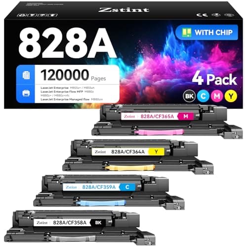 Image of 828A Toner Cartridge Set 4-Pack CF358A CF359A CF364A CF365A Image-Drum Compatible HP 828A Drum Unit Works with HP Color Laserjet Enterprise Flow MFP M880z M880z+ M855x+ M855xh M855dh M880 M855 Printer