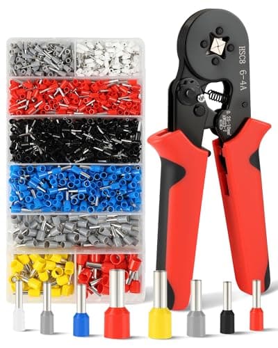 Image of Acual Crimping Tool Set, Ferrule Crimping Tool 0.25-10 mm² (AWG 23-7) with 1300PCS Terminal Connectors, Self-Adjustable Ratchet Bootlace Cables Crimp Tools, Electrical Cable Lug Pliers Kit
