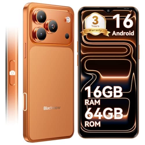 Image of Blackview Wave 7C Sim-free & Unlocked Mobile Phones, 32MP Smart Phones,16GB+64GB Android 16 Phone, Phone Android, 6.56" Unlocked Phone, Face Unlock, WIFI 5G/GPS/IP54/3.5mm/3 Year Warranty, Orange