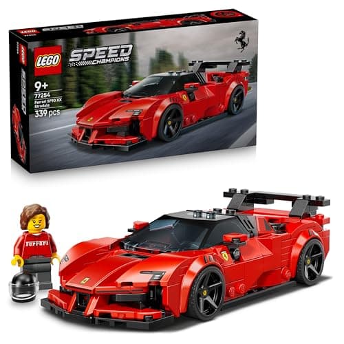 Image of LEGO Speed Champions Ferrari SF90 XX Stradale Sports Car Toy - Model Kit w/a Collectible Driver Minifigure - Birthday Gift Idea for 9+ Year Old Boys & Motorsport Fans - 77254