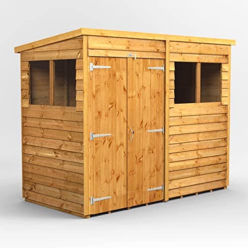 Image of Powersheds High Grade Premium Pent Overlap Wooden Shed with Double Door, Security Features, Door & Window Flexibility, made from Extra Thick Timber