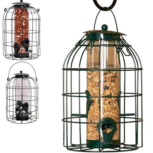 Image of Samuel ALEXANDER Wild Bird Seed Feeder Cage with Squirrel Guard – Hanging Squirrel Proof Bird Feeder for Seeds, Sunflower Hearts & Peanuts – Metal Mesh Bird Feeders for Garden Birds