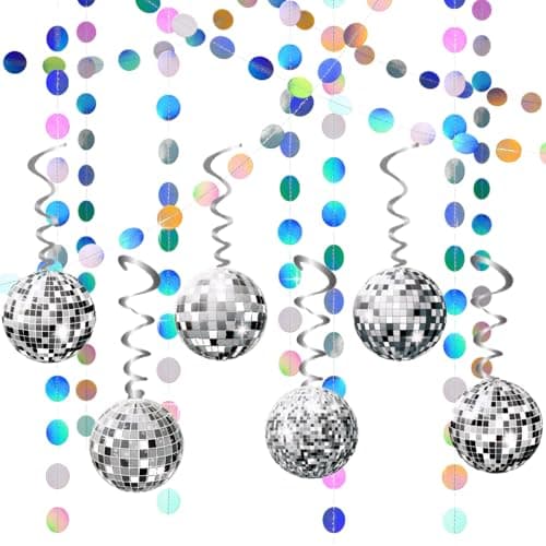Image of 39pcs Disco Ball Decorations 70s Disco Party Decorations Hanging Ball Colorful Disc Pull Strips Suitable for Decorating Offices Rooms Parties Ceilings and Dance Music Stages(Silver)