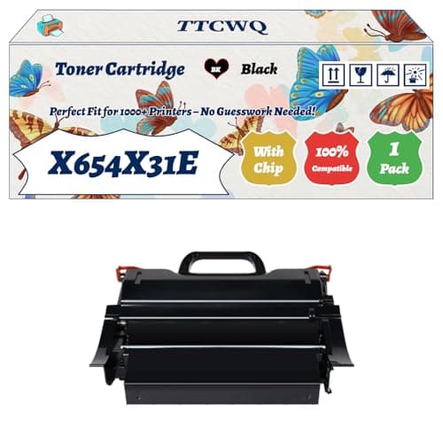Image of Compatible for Lexmark X654X31E Toner Cartridge Work for Lexmark X654 X654DE X656 X656DE X656DTE Printers, with Chip, High Yield 8000 Pages, High-Definition Printing (1 Pack Black)