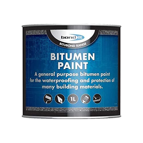 Image of Bond-It Bitumen Paint - 1 litre - Solvent-bourne bituminous black paint for waterproofing & weatherproofing steelwork, concrete, wood, asphalt & portable water tanks