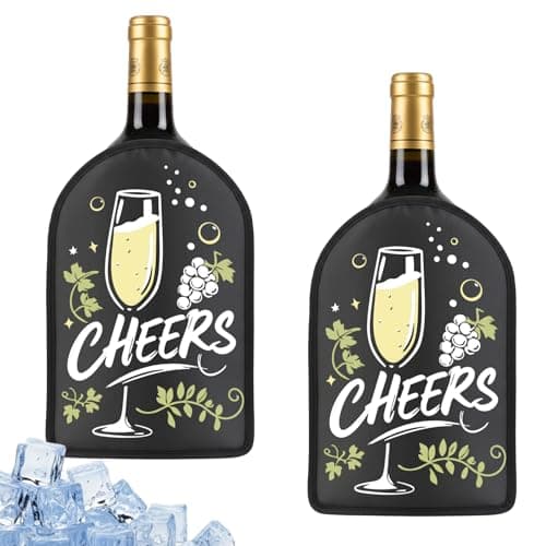 Image of Gel Wine Cooler Sleeve & Holder - Freestanding Wine Bottle Cooler for Red, White, Sparkling Wine and Champagne, Portable Ice Wine Sleeve Carrier with Reusable Cooling Gel