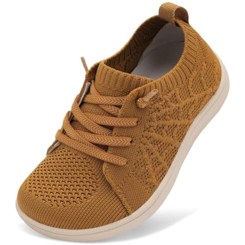 Image of JIASUQI Wide Barefoot Shoe for Toddler Boys Girls Little Kid Breathable Zero Drop Sneakers Minimalist Non-Slip Tennis Walking Shoes Outdoor(Brown 30,UK Size 11)