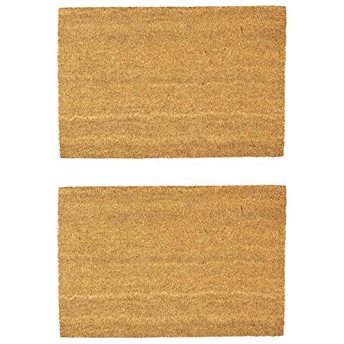 Image of Nicola Spring Coir Door Mats - 60 x 40cm - Classic - Pack of 2 - Decorative Indoor Front Door Floor Mat Entry Dirt Trapper Rug Outdoor Boot Scraper Non Slip Backing Doormat