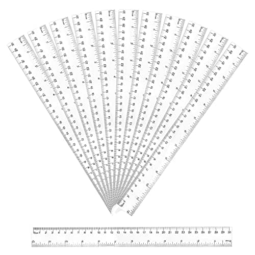 Image of 12 Pcs 30cm Rulers, 12 Inch Transparent Plastic Multipack Shatterproof Clear Straight Ruler for School, Office, Kids & Teachers