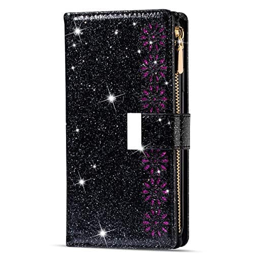 Image of Xifanzi Zipper Wallet for Huawei P40 PU Leather Magnetic Zip Purse Retro Multi-functional Handbag Pocket [9 Card Slots][1 Zipper Wallet] Book Style Card Holder Phone Case for Huawei P40, Black