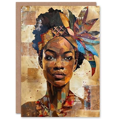 Image of Artery8 Personalised Greeting Card African Woman in Traditional Headdress Portrait For Her Woman Birthday Card