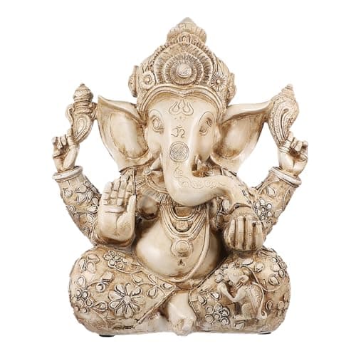 Image of Angoily Elephant Statue Buddha Sculpture India Ganpati Model Table Desk Lucky Wealth Art Figure for Home,26.5X30.5CM