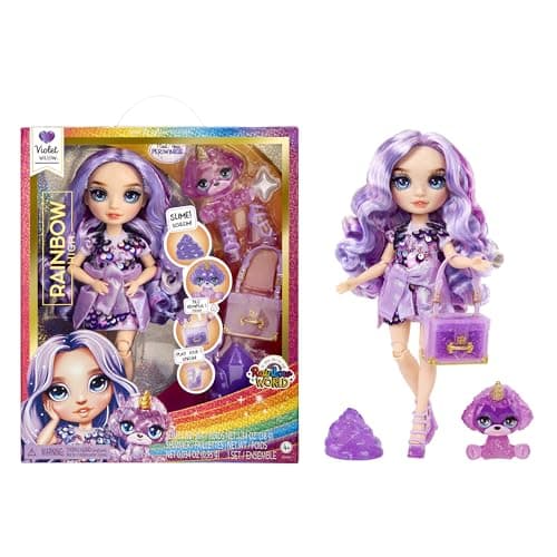 Image of Rainbow High Fashion Doll with Slime & Pet - Violet (Purple) - 28 cm Shimmer Doll with Sparkle Slime, Magical Pet and Fashion Accessories - Kids Toy - Great for Ages 4-12 Years