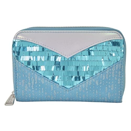 Image of Loungefly Frozen Princess Elsa Glitter Sequin Cosplay Zip Around Wallet
