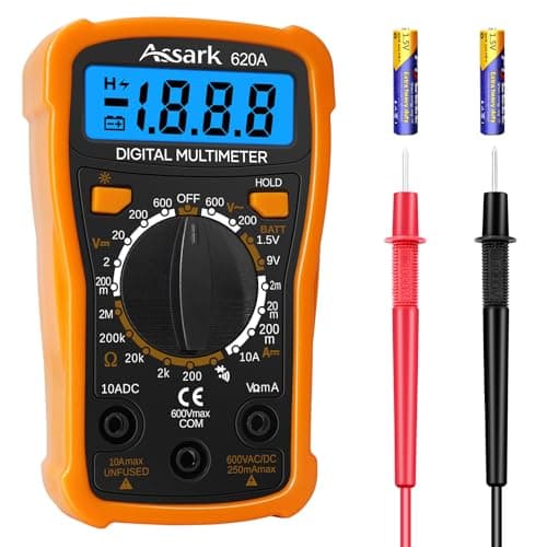 Image of Digital Multimeter Voltage Tester, Assark 2000 Counts Multimeter Measure AC DC Voltage DC Current, Meter Tester Test Volt Ohm Amp Diode Continuity, Resistance, Backlit LCD Display, Data Hold Function