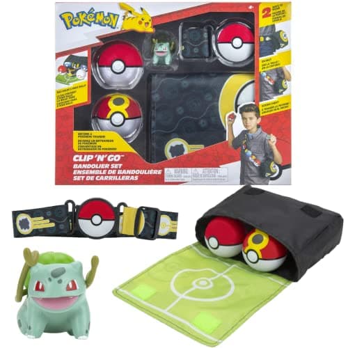 Image of Pokémon pkw0229 Bandolier Set (Repeat, Poke Ball and Bulbasaur, Belt, Bag) W2, Multicolor
