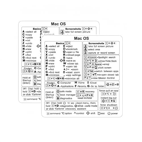 Image of 2Pcs Mac OS Shortcuts Sticker,Mac Keyboard Stickers for Mac OS,No-Residue Laminated Vinyl MacBook Stickers for Laptop,MacBook Shortcut Stickers Compatible with 13-16in MacBook Air and Pro (white)