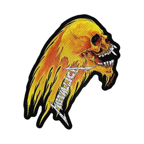 Image of Metallica Patch Flaming Skull Band Logo Official Woven sew on One Size
