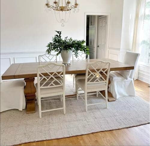 Image of The Home Talk Jute Cotton Area Rug - Handcrafted Traditional Rugs - Hand Woven Rug - Natural Rugs for Entryway Bedroom, Dining Room, Rustic Bohemian Décor - Eco-Friendly - 5’ x 8’ - Natural Beige
