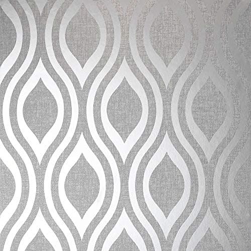 Image of Arthouse | Luxe Ogee Silver Wallpaper | Geometric Metallic Blown Vinyl Wallcovering | Textured Design to Cover Wall Imperfections | Paste The Paper | 1005 x 53cm