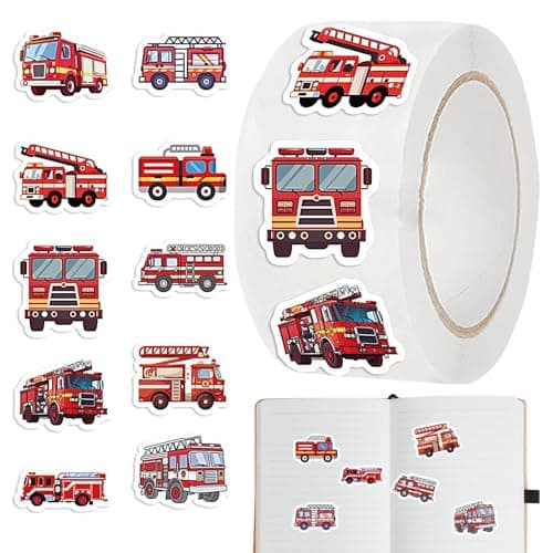 Image of Feuerwehraufkleber Feuerwehrmann Firefighter Stickers, Colorful Fireman Stickers, Durable Waterproof Vinyl, Easy Peel and Stick | Fun Decorative Stickers with Safety Theme for, SC