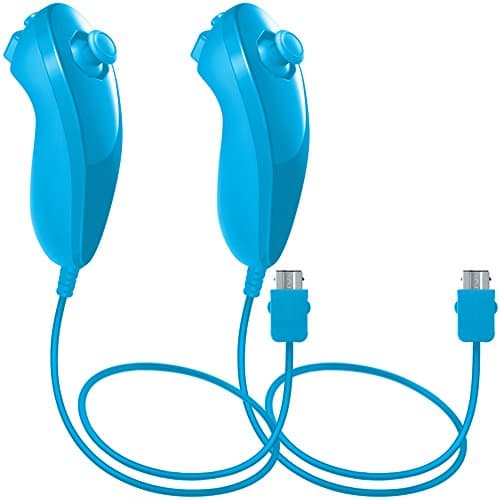 Image of AFUNTA Nunchuck Controllers for Nintendo Wii U, 2 Packs Replacement for WII U Video Game - Light Blue