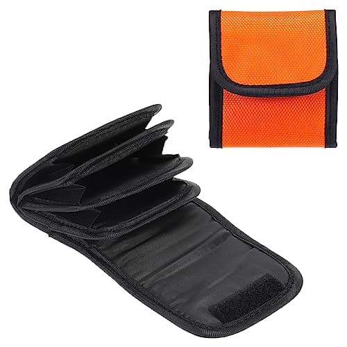 Image of PATIKIL Lens Filter Case, 4-Pocket Camera Filter Case Portable Lens Filter Pouch Photography Fit Camera Bag Pocket Drone for 25mm-58mm, Orange