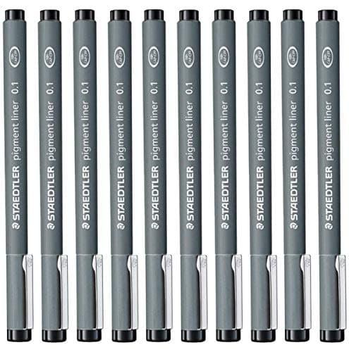Image of Staedtler 0.1 mm Pigment Liner Fineliner Sketching Drawing Drafting Pens Pack of 10