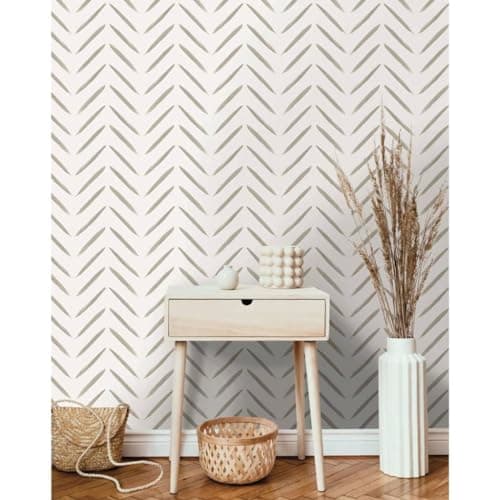 Image of Chevron Brush Marks Wallpaper Taupe Holden 13041 - Taupe/Cream