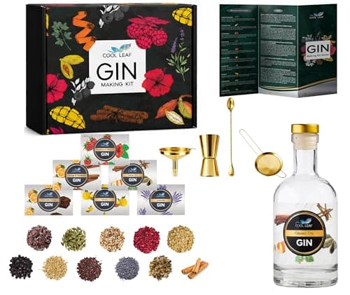 Image of Cool Leaf Gin Making Kit – Perfect Gin Gift Set for Men & Women | 11 Botanicals to Make Your Own Craft Gin | Chocolate Orange, Raspberry & Hibiscus, Mango, Lavender & More