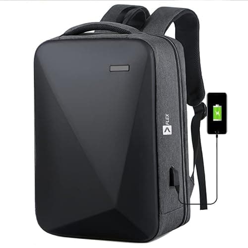 Image of Flex Hard Shell Laptop Backpack Anti-Theft Business Bag with USB Port TSA Lock Waterproof Rucksack Improved SBS Zippers Padded Back and Belt Fits 16 Inch Laptop Lightweight Travel Bag Black